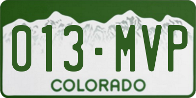 CO license plate 013MVP