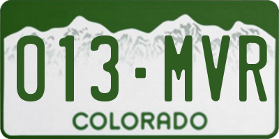 CO license plate 013MVR