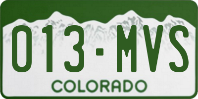 CO license plate 013MVS