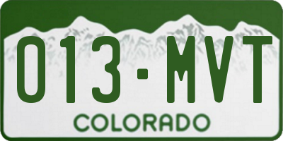 CO license plate 013MVT