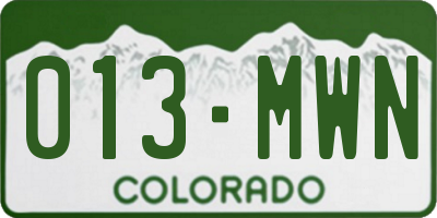 CO license plate 013MWN