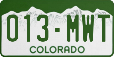 CO license plate 013MWT