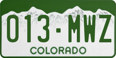 CO license plate 013MWZ