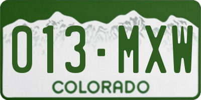CO license plate 013MXW
