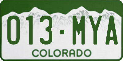 CO license plate 013MYA