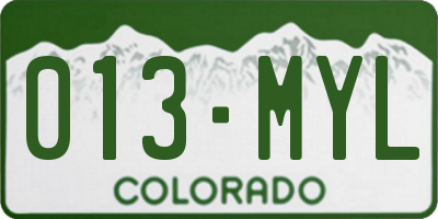 CO license plate 013MYL