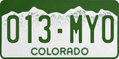 CO license plate 013MYO