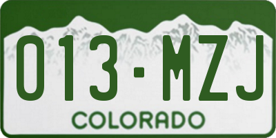 CO license plate 013MZJ
