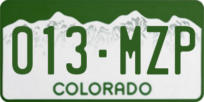 CO license plate 013MZP