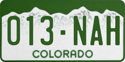 CO license plate 013NAH