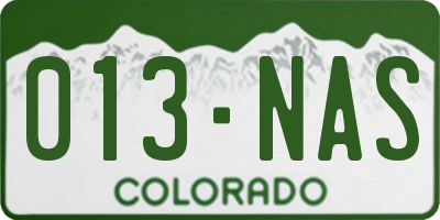 CO license plate 013NAS