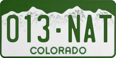 CO license plate 013NAT