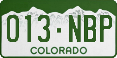 CO license plate 013NBP