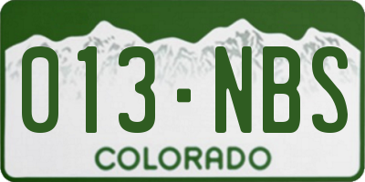 CO license plate 013NBS