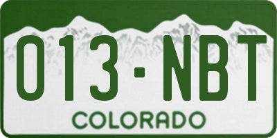 CO license plate 013NBT