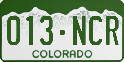CO license plate 013NCR