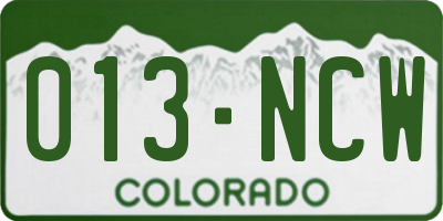 CO license plate 013NCW