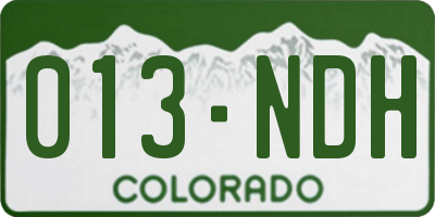 CO license plate 013NDH