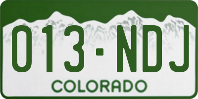 CO license plate 013NDJ