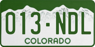 CO license plate 013NDL