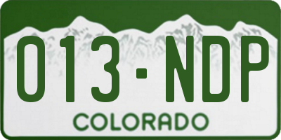 CO license plate 013NDP