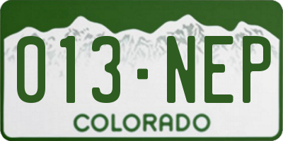 CO license plate 013NEP