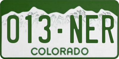 CO license plate 013NER