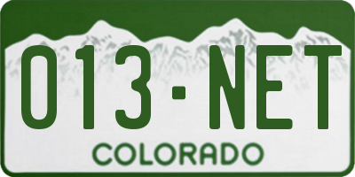 CO license plate 013NET