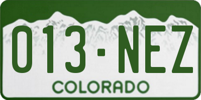 CO license plate 013NEZ
