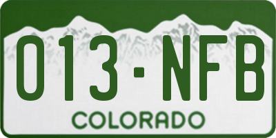 CO license plate 013NFB