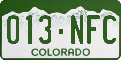 CO license plate 013NFC