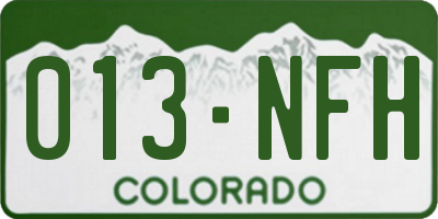 CO license plate 013NFH