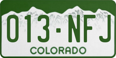 CO license plate 013NFJ