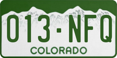 CO license plate 013NFQ