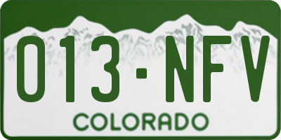 CO license plate 013NFV