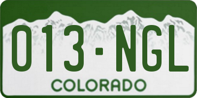 CO license plate 013NGL