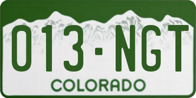 CO license plate 013NGT