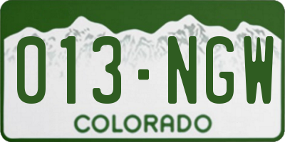 CO license plate 013NGW