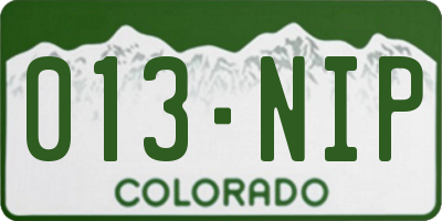 CO license plate 013NIP
