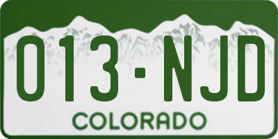 CO license plate 013NJD