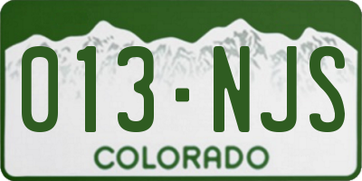 CO license plate 013NJS