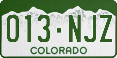 CO license plate 013NJZ