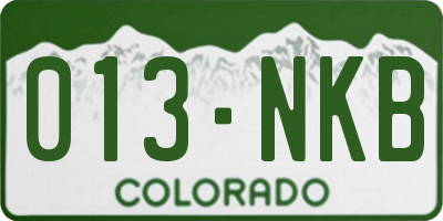 CO license plate 013NKB