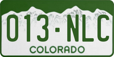 CO license plate 013NLC