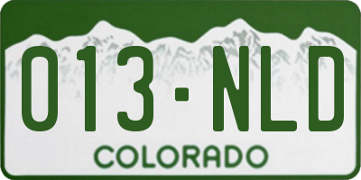 CO license plate 013NLD