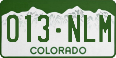 CO license plate 013NLM