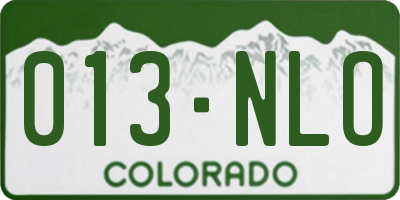 CO license plate 013NLO