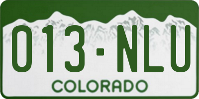 CO license plate 013NLU