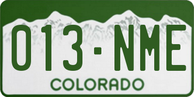 CO license plate 013NME