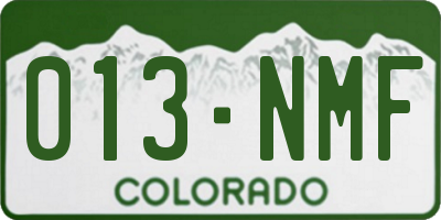 CO license plate 013NMF